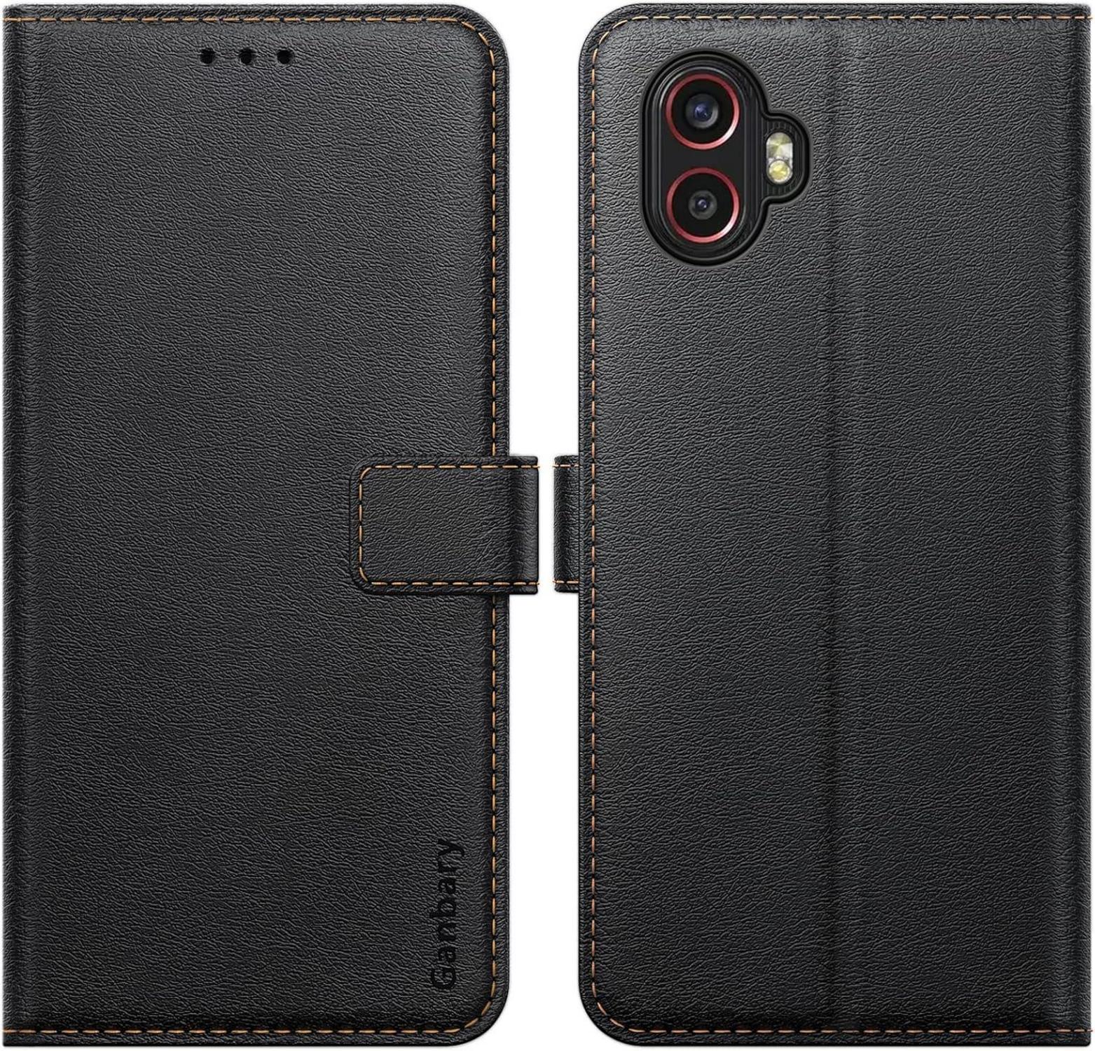 Premium Leder Handyhülle Samsung Galaxy Xcover6 Pro Case Schwarz