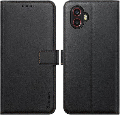Premium Leder Handyhülle Samsung Galaxy Xcover6 Pro Case Schwarz
