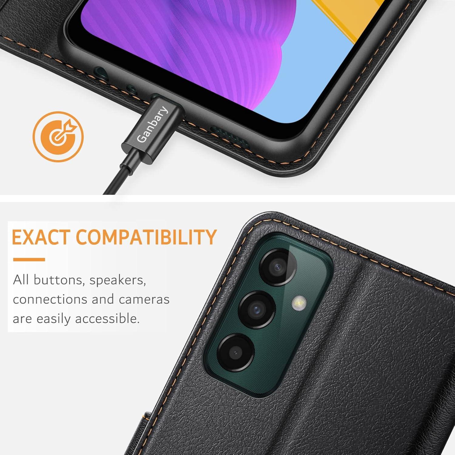 Samsung Galaxy M13 4G Leder Handyhülle Klapphülle Schwarz