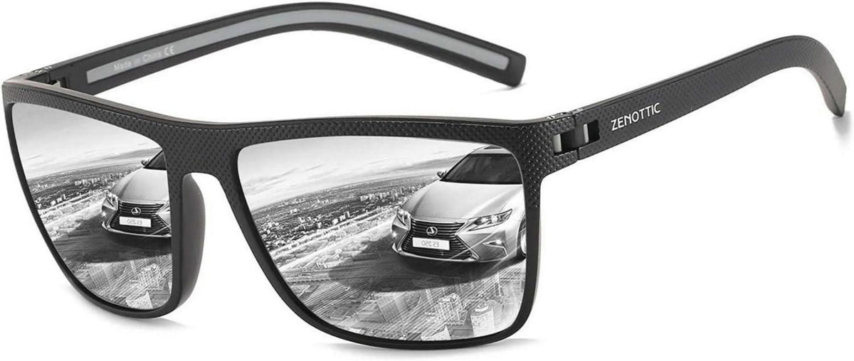Polarisierte Sonnenbrille TR90 Rahmen UV400 Schutz Quadrat C08 Schwarz