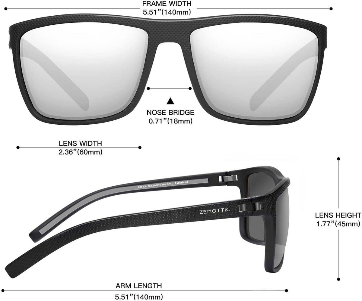 Polarisierte Sonnenbrille TR90 Rahmen UV400 Schutz Quadrat C08 Schwarz