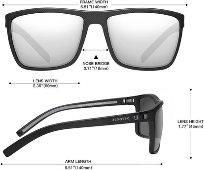 Polarisierte Sonnenbrille TR90 Rahmen UV400 Schutz Quadrat C08 Schwarz