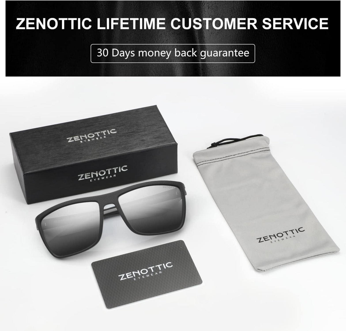 Polarisierte Sonnenbrille Herren TR90 Rahmen UV400 Schutz Schwarz Silber