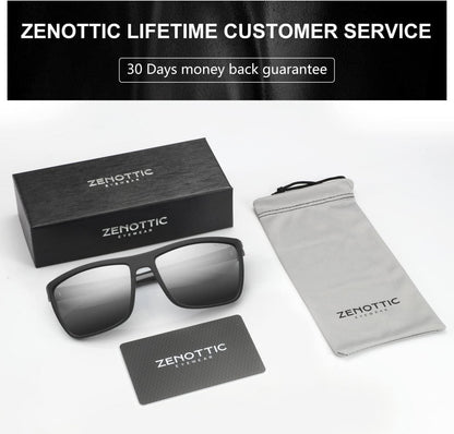 Polarisierte Sonnenbrille Herren TR90 Rahmen UV400 Schutz Schwarz Silber