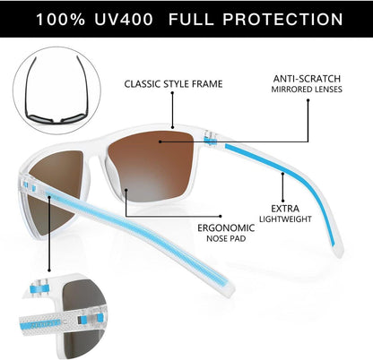 Polarisierte Sonnenbrille Herren TR90 Rahmen UV400 Quadrat C12 Blau