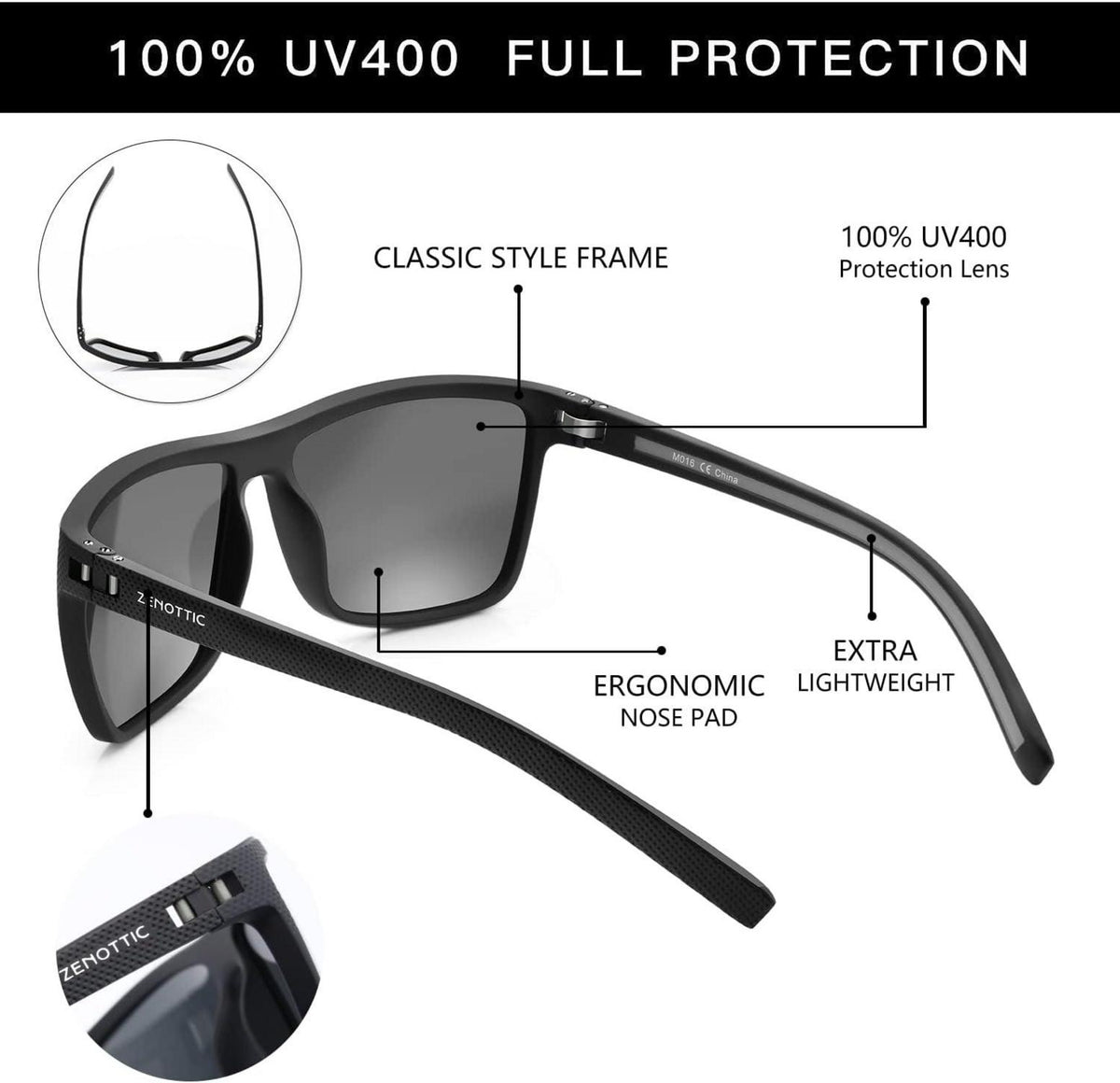 Polarisierte Sonnenbrille Herren TR90 Rahmen UV400 Schutz