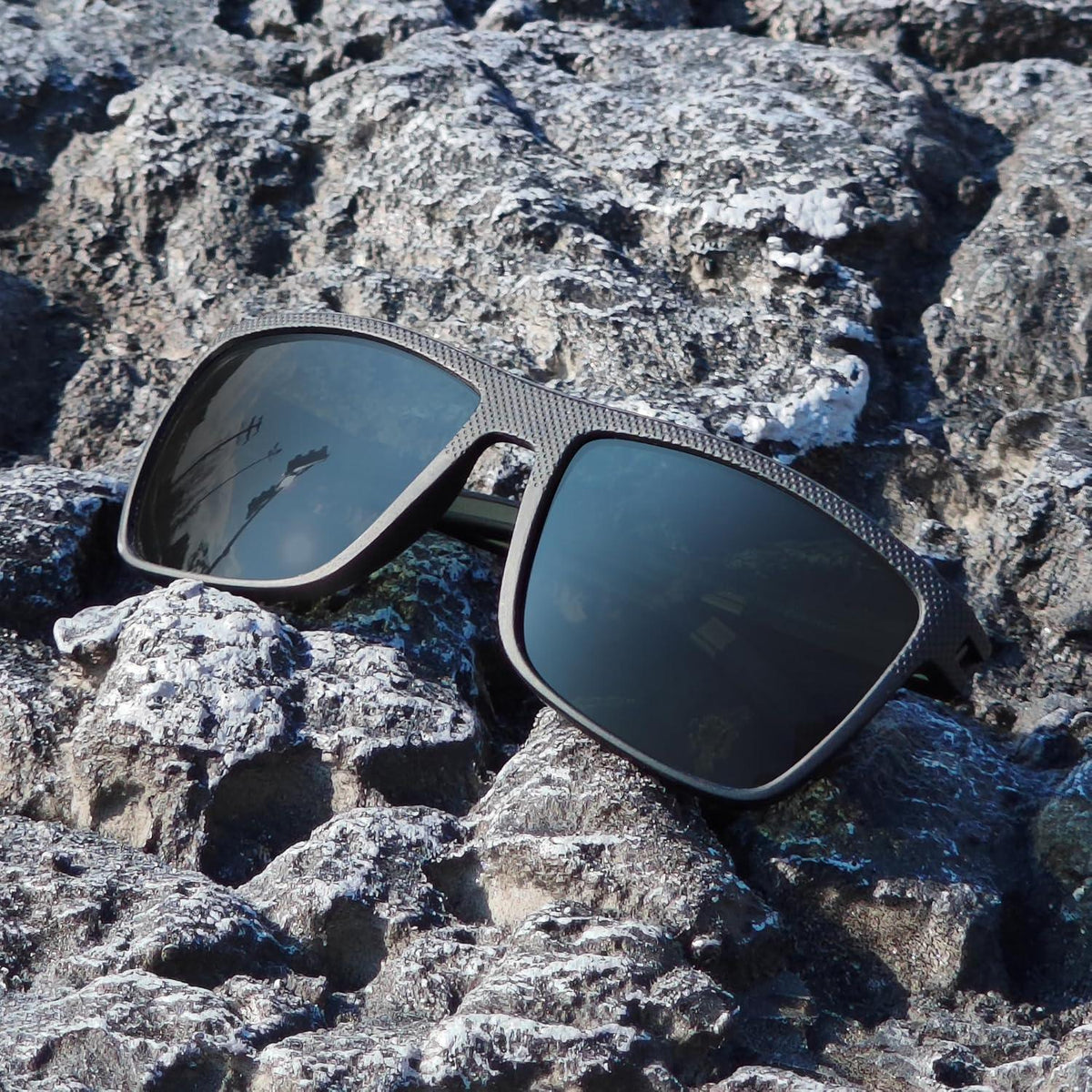 Polarisierte Sonnenbrille UV400 Herren TR90 Rahmen Quadrat Schwarz Grün