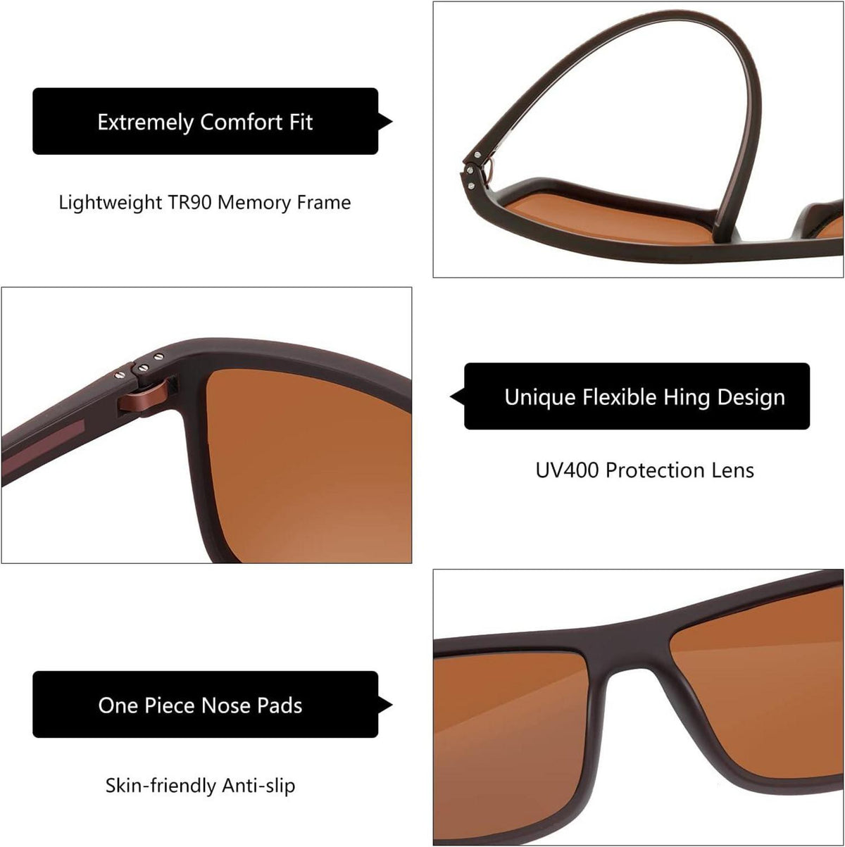 Polarisierte Sonnenbrille Herren Leichte TR90 Rahmen UV400 Schutz