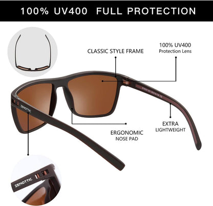 Polarisierte Sonnenbrille Herren TR90 Rahmen UV400 Schutz Braun Gradient Linse