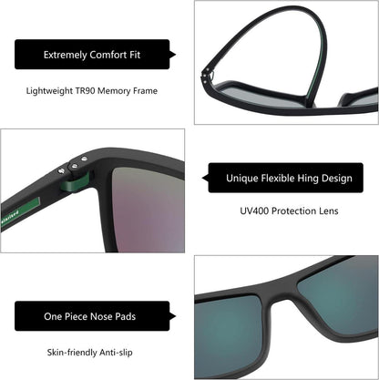 Polarisierte Sonnenbrille Herren TR90 Rahmen UV400 Schutz quadratische
