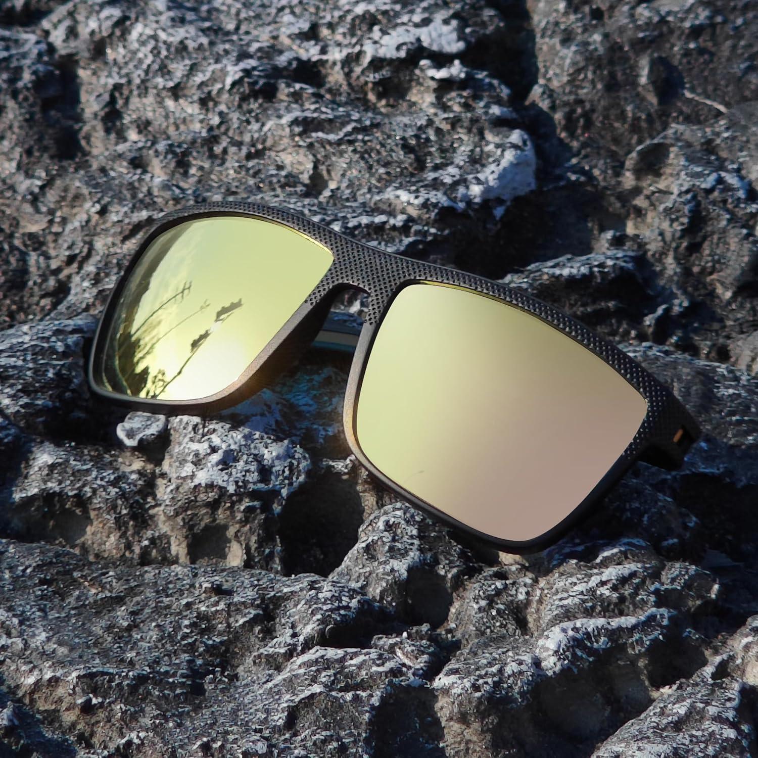 Polarisierte Herren Sonnenbrille TR90 Rahmen UV400 Schutz Schwarz Gold