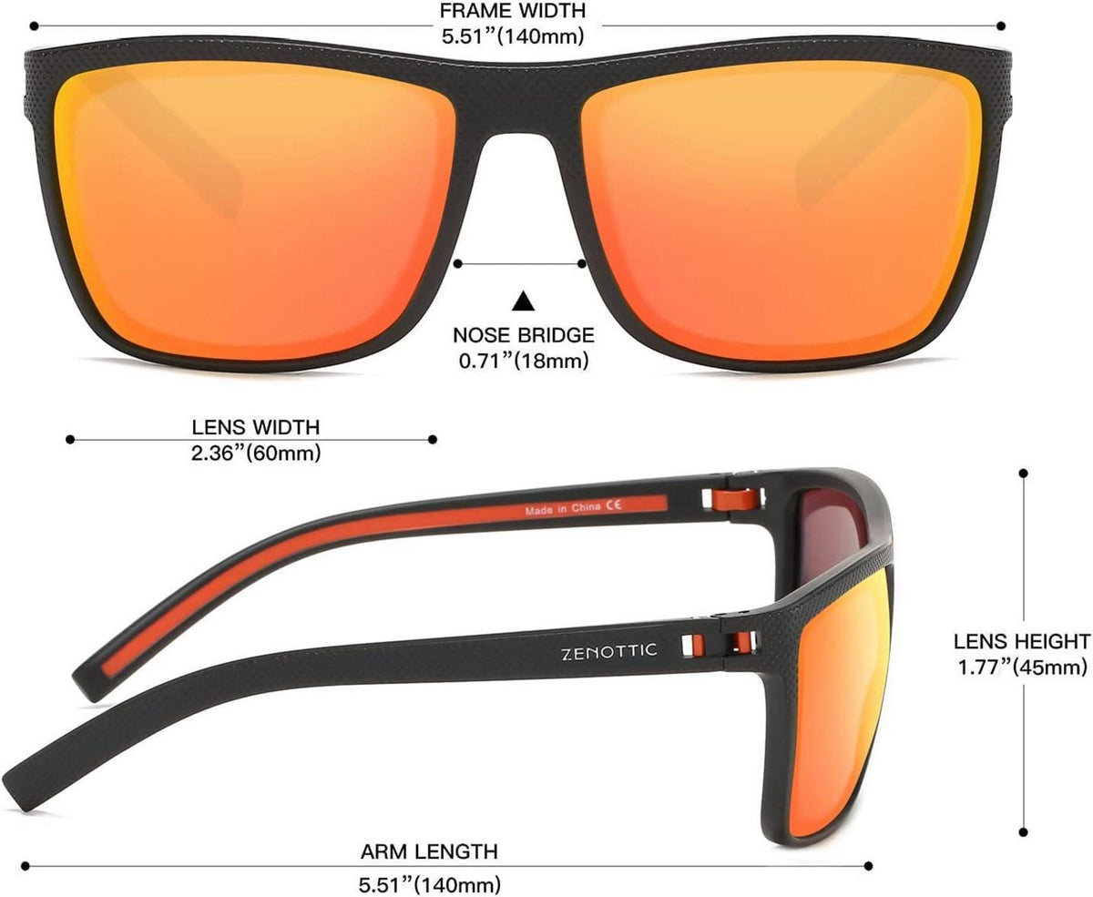Polarisierte TR90 Sonnenbrille für Herren UV400 Schutz Schwarz