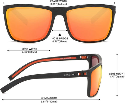 Polarisierte TR90 Sonnenbrille für Herren UV400 Schutz Schwarz