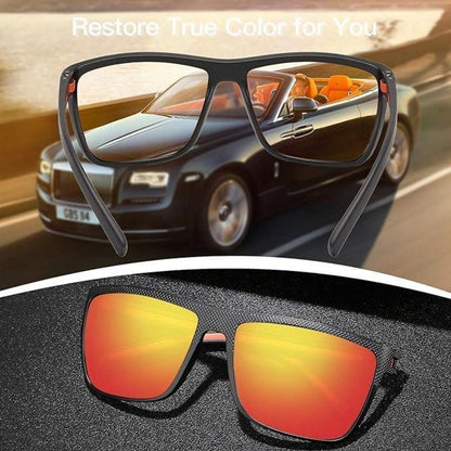 Polarisierte Herren Sonnenbrille TR90 Rahmen UV400 Schutz Schwarz/Orange