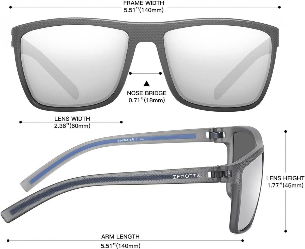 Polarisierte Sonnenbrille Herren Leicht TR90 UV400 Schutz Grauer