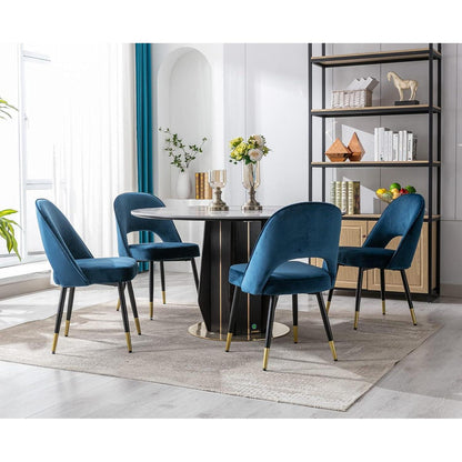 Samt Esszimmerstühle 4er Set – Modern & Komfortabel (Blau)