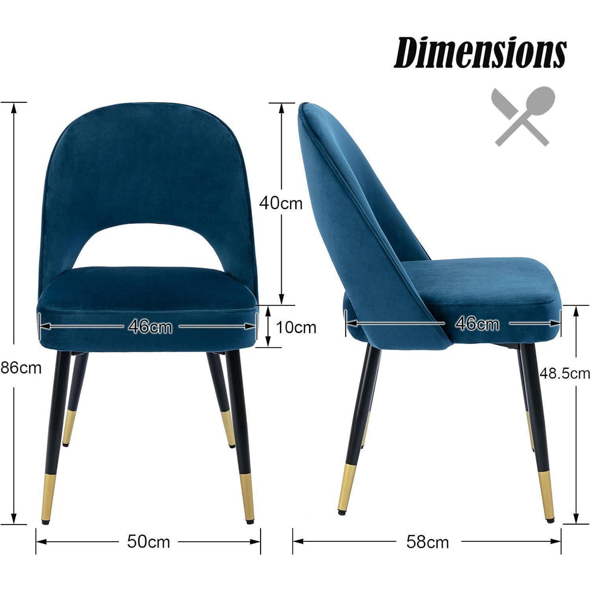 Samt Esszimmerstühle 4er Set – Modern & Komfortabel (Blau)