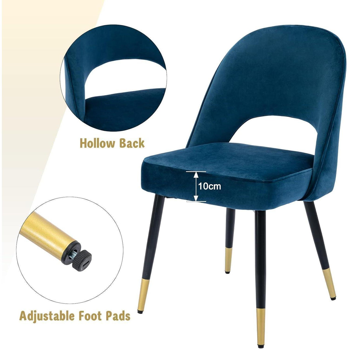 Samt Esszimmerstühle 4er Set – Modern & Komfortabel (Blau)