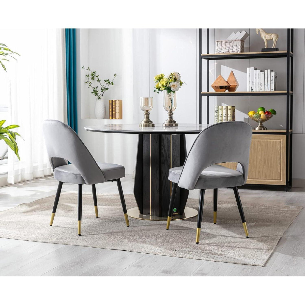 Samt Esszimmerstühle 2er Set – Modern & Komfortabel Grau