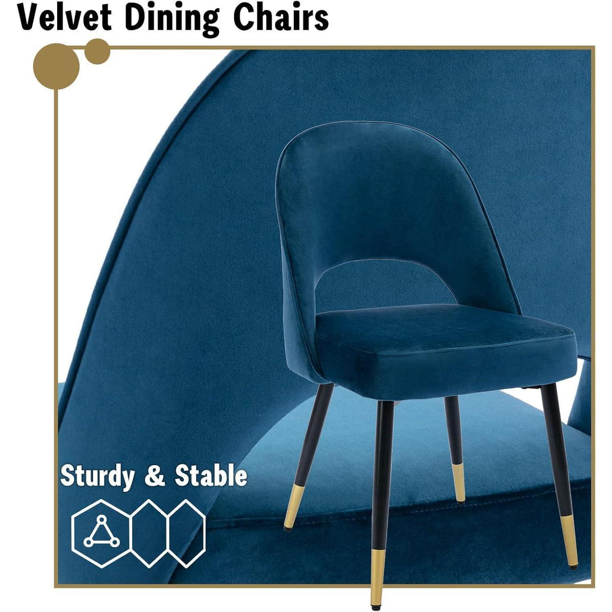 Samt Esszimmerstühle 2er Set – Modern & Komfortabel (Blau)