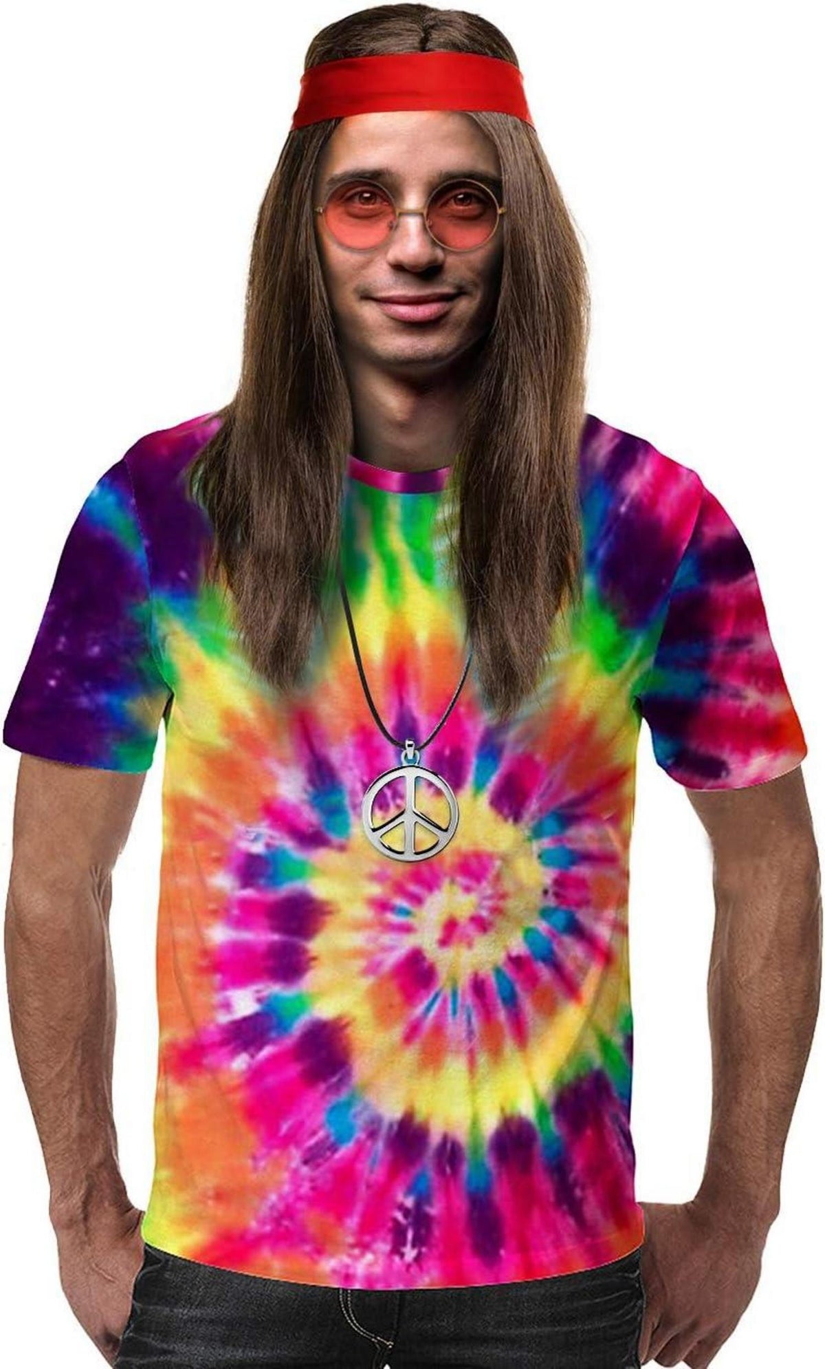 Hippie Kostüm Set 70er Jahre Herren Damen Karneval Peace