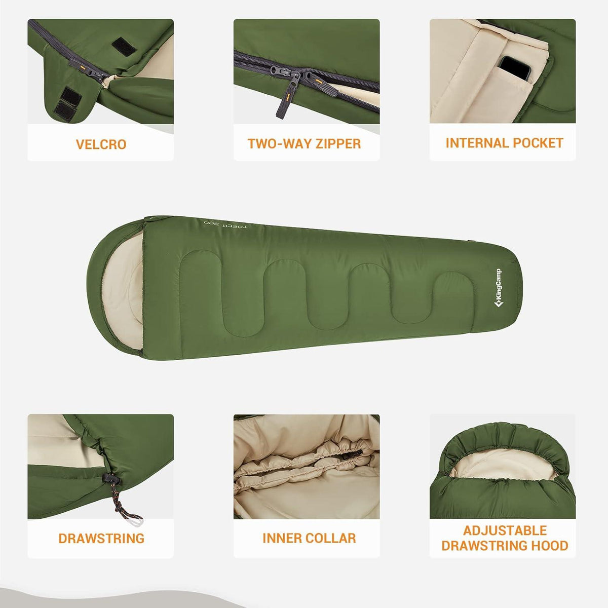 Mumienschlafsack für Camping Hiking Trekking, 3-4 Jahreszeiten