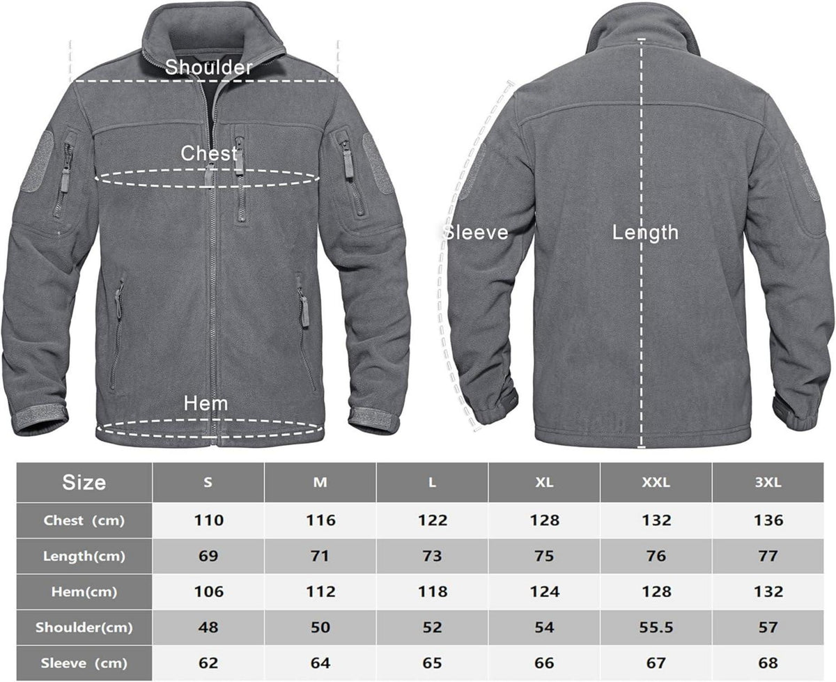 Herren Outdoor Fleecejacke winddicht mit 7 Taschen Stehkragen M
