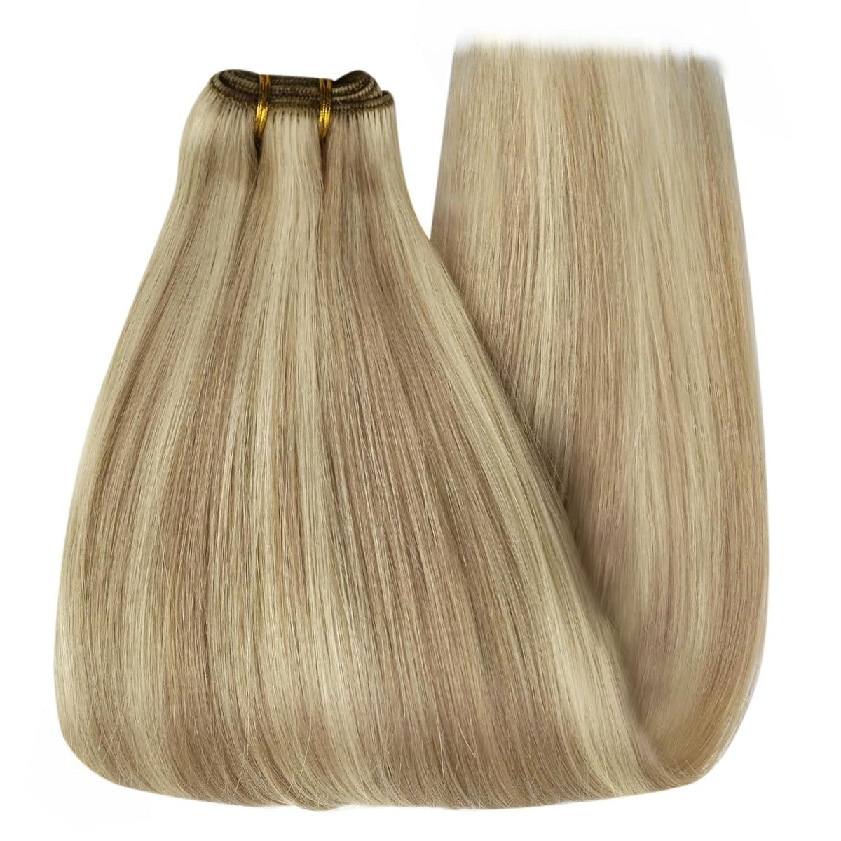 Blond Echthaar Haarverlängerung 50cm Doppelweft 100g