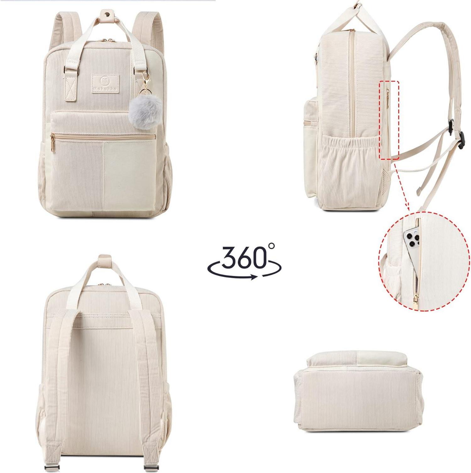 Makukke Cord Rucksack Damen Herren Anti-Theft Daypack Pink