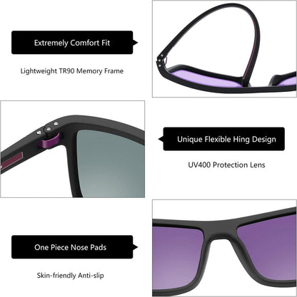 Polarisierte TR90 Herrensonnenbrille UV400 Schutz Schwarz Lila