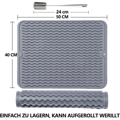 Silikon Abtropfmatte 50x40 cm - Hitzebeständig & Spülmaschinenfest