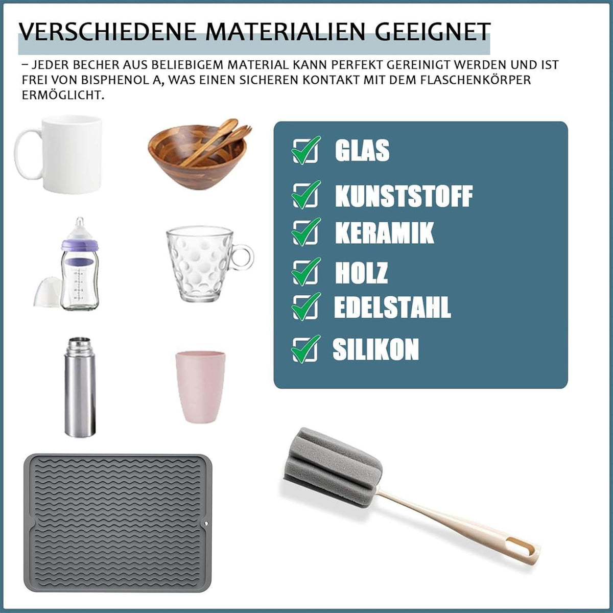 Silikon Abtropfmatte 50x40 cm - Hitzebeständig & Spülmaschinenfest