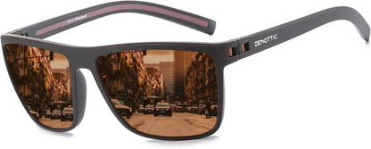 Polarisierte TR90 Sonnenbrille UV400 Schutz Quadrat C01 Schwarz/Braun