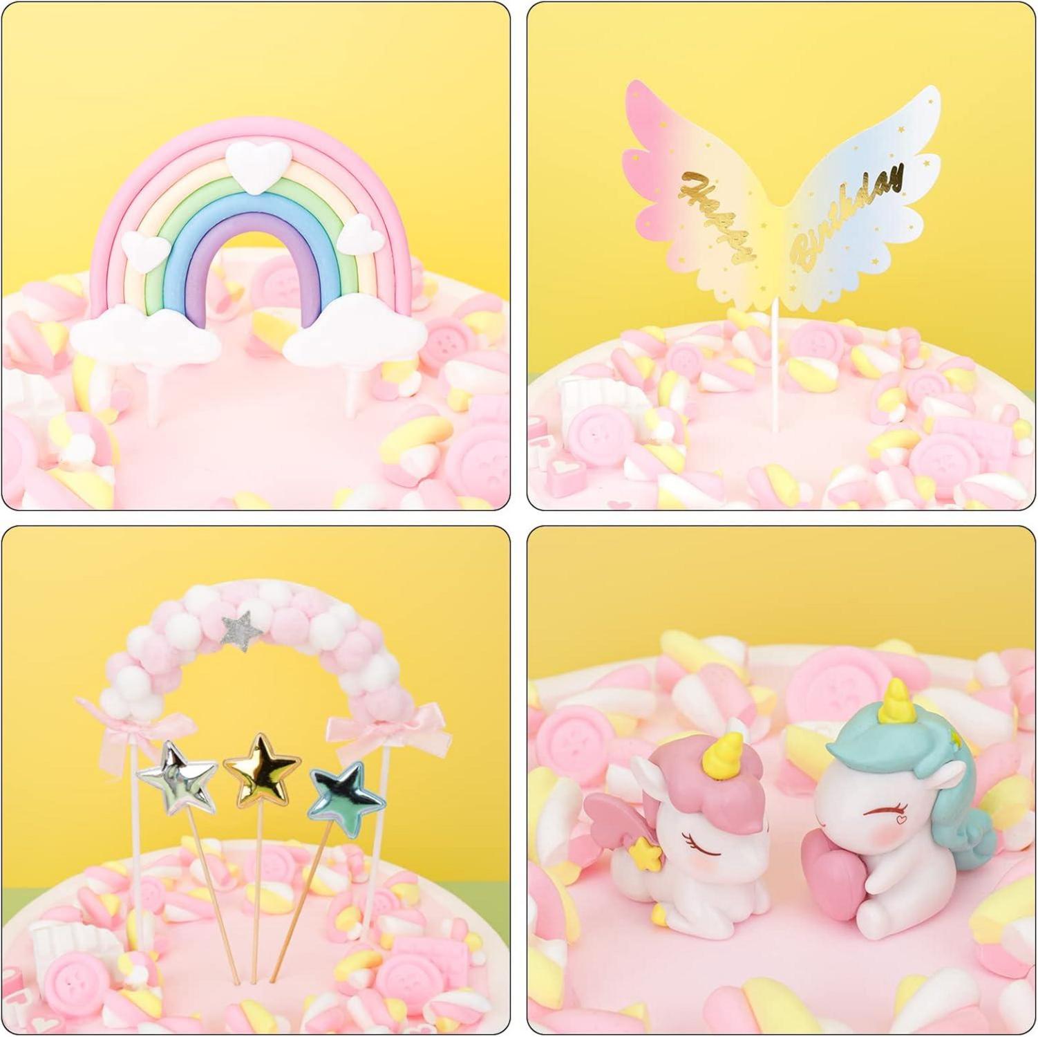 Catelves Einhorn Tortendeko Set Mädchen Regenbogen Kuchen Deko