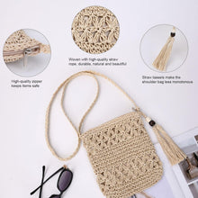 Strohtasche Damen Vintage Umhängetasche Quaste Strand