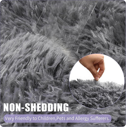 Enyhom Shaggy Teppich 80x160 cm Hochflor Grau