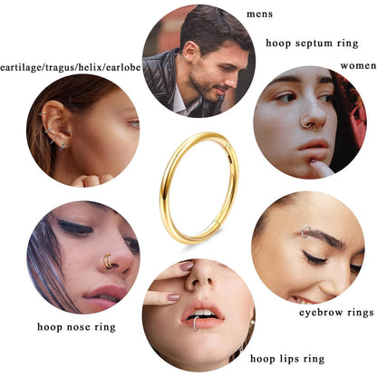 4er Set Nasenringe aus Chirurgenstahl, Gold 18G 8mm