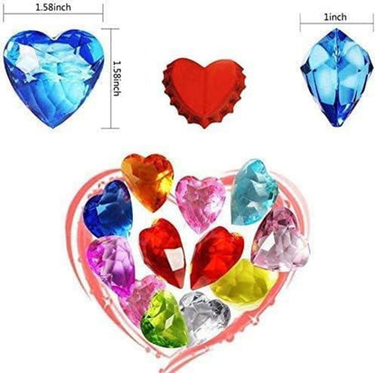 20er Pack Herz Acryl Edelsteine 4cm für Kinder Schatzsuche & Party