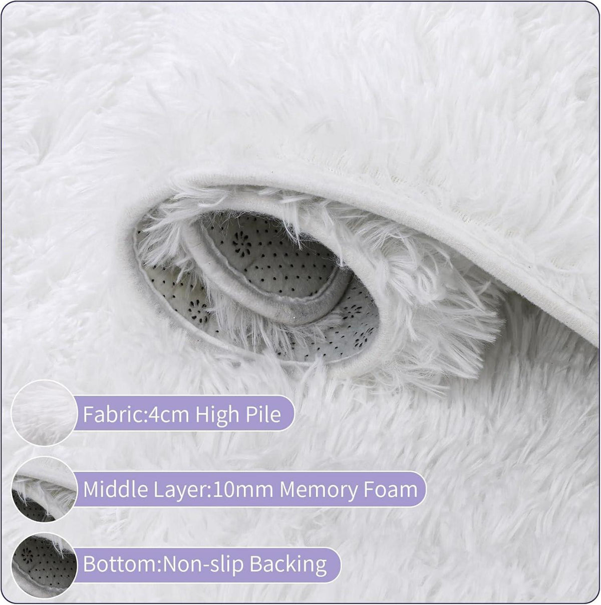 Hochflor Shaggy Teppich 80x160 cm Super Weich Schlafzimmer Wohnzimmer