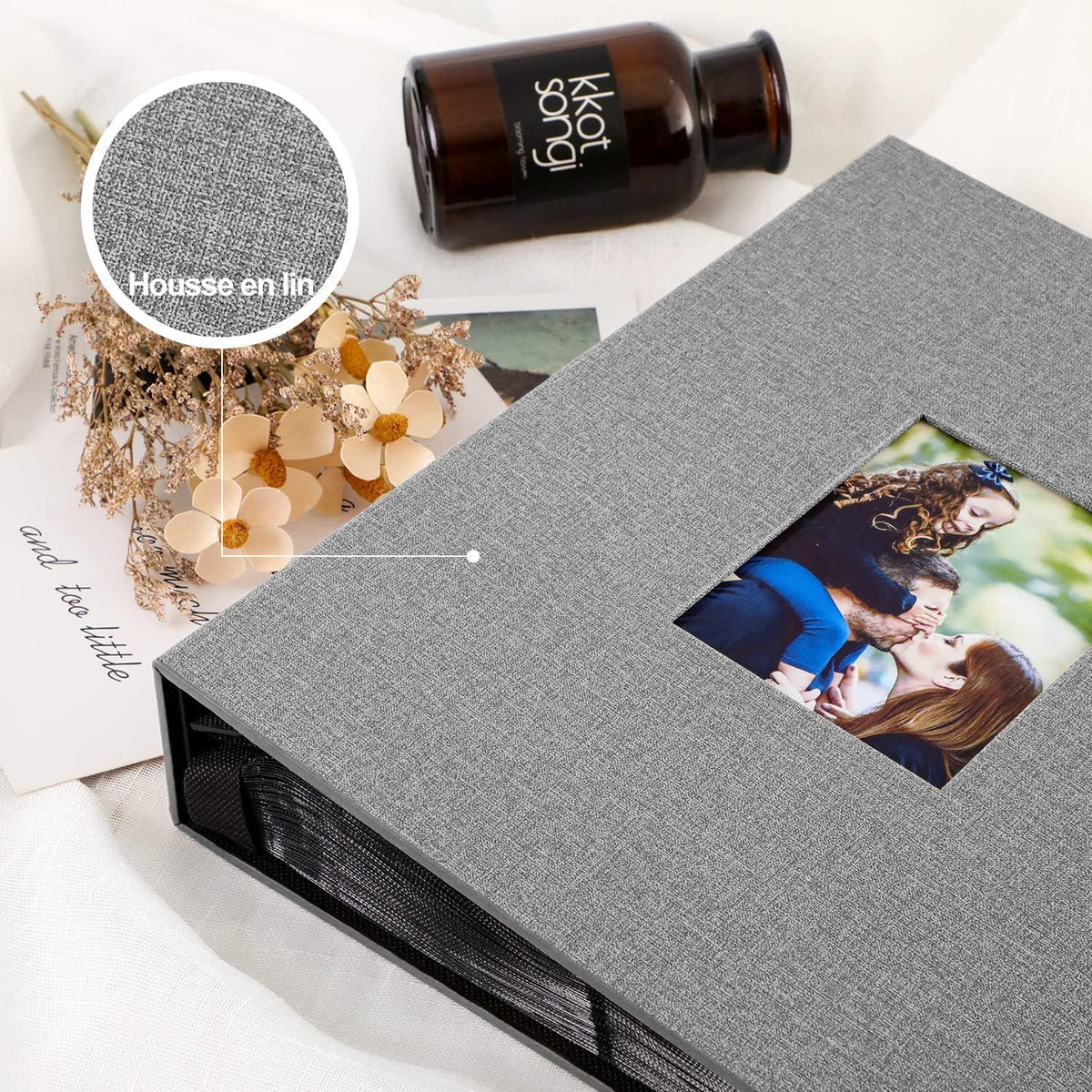 Fotobuch 10x15cm Leinen 1000 Fotos XXL Einsteckalbum Grau