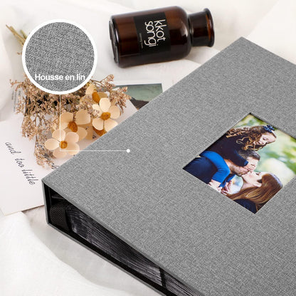 Fotobuch 10x15cm Leinen 1000 Fotos XXL Einsteckalbum Grau