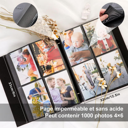 Fotobuch 1000 10x15 cm Leinen XXL Einsteckalbum Blau, Säurefrei - 250 Seiten