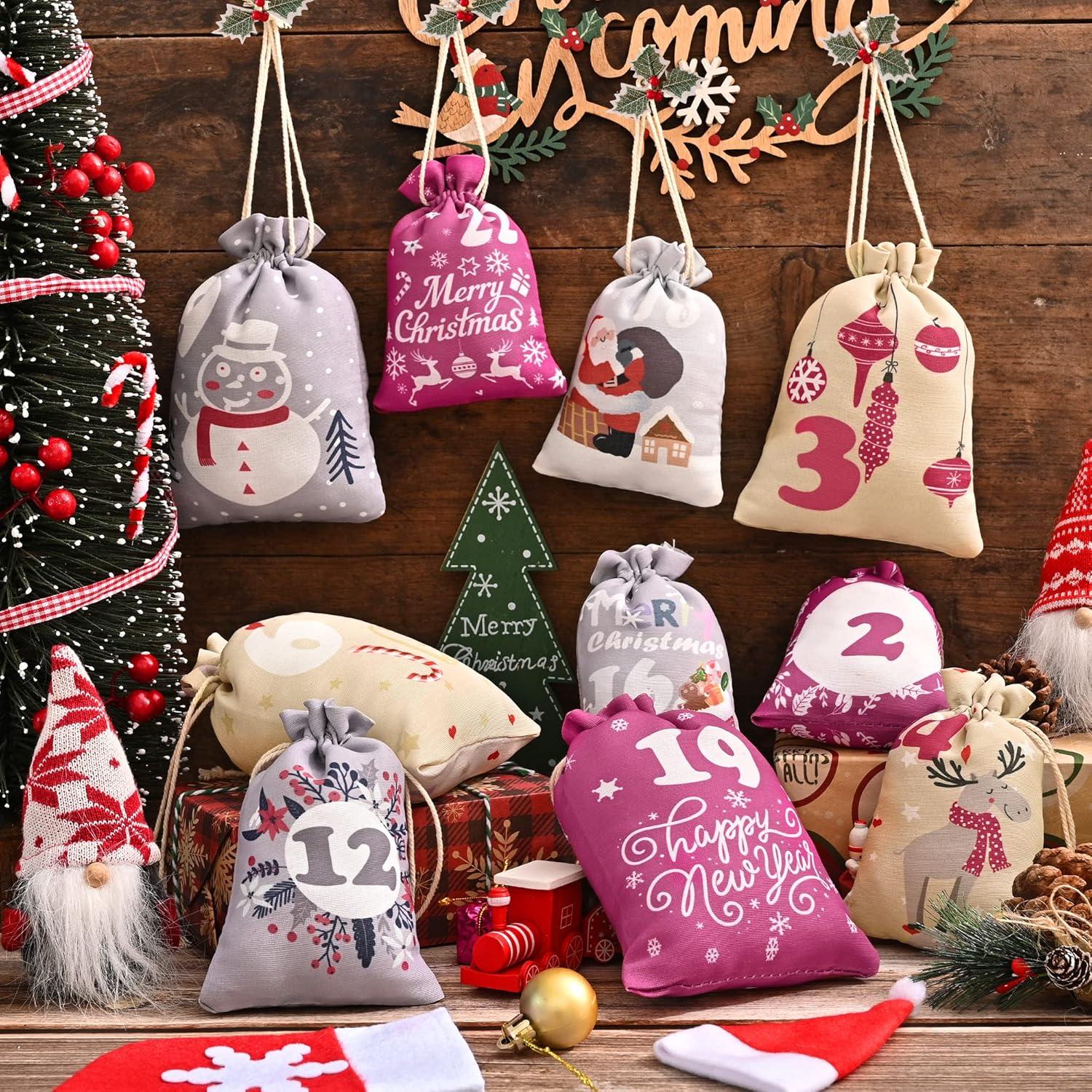 Adventskalender Kinder DIY Basteln 24 Stofftüten Weihnachten Säckchen