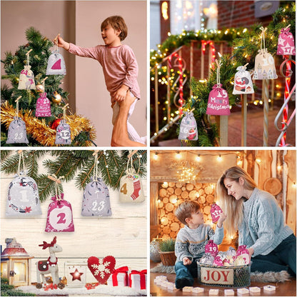 Adventskalender zum Befüllen Stoff Kinder DIY 24 Weihnachten