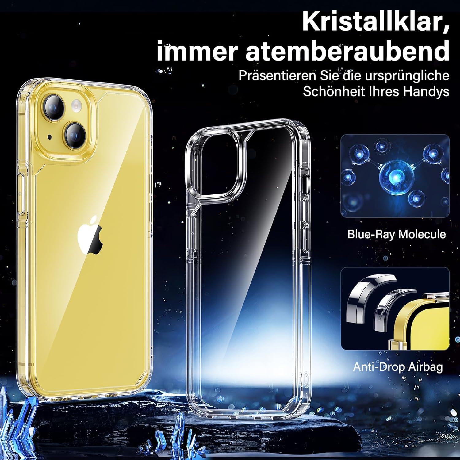 Transparente iPhone 14 Hülle 5in1-Set Schutzhülle Cover 1 Handyetui 2