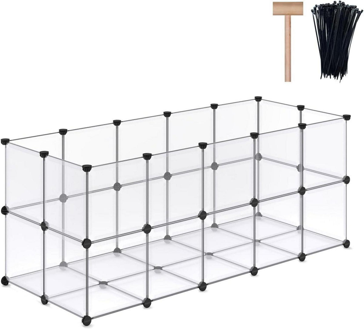 DINMO Haustierlaufstall 155x63x63cm DIY erweitert tragbar vibrant