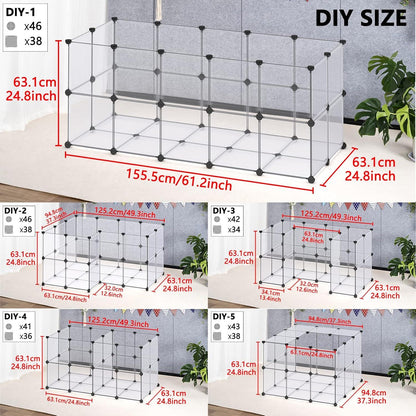 DINMO Meerschweinchengehege Kaninchenlaufstall Frettchen Igel DIY 155x63x63 cm