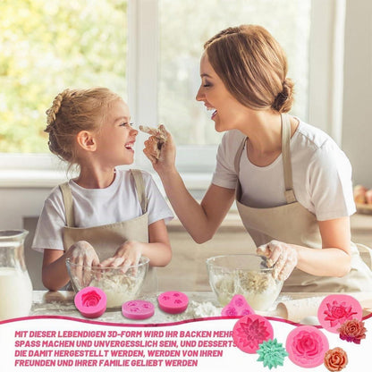 Rosen Fondant Silikon Formen Set – 7 Stück 3D Blumen für Kuchen