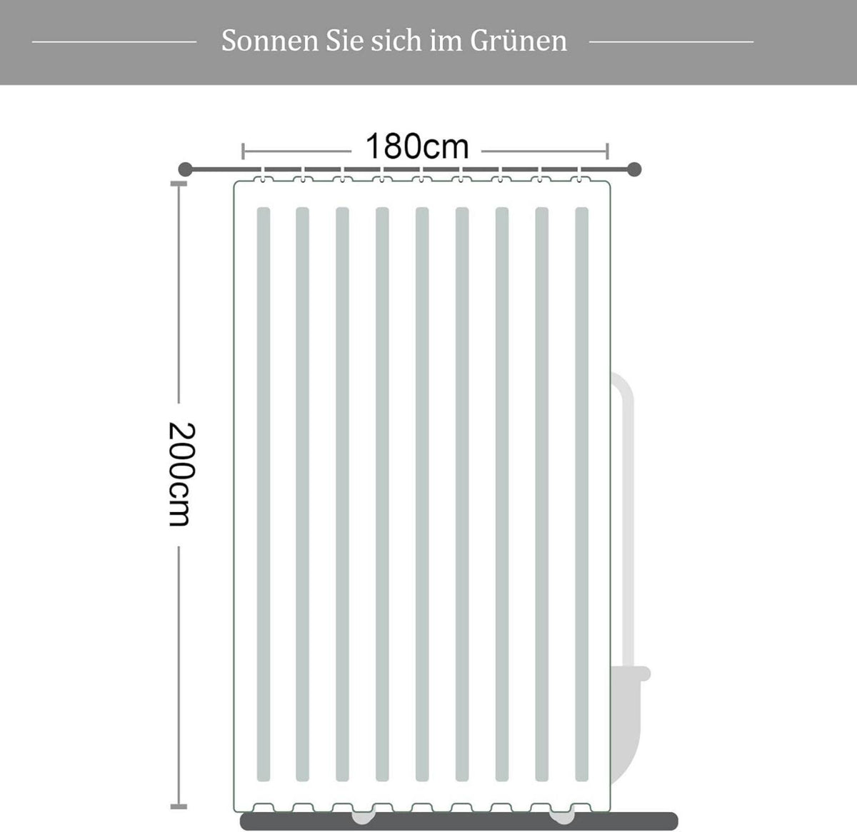 Duschvorhang 180x200 Anti-Schimmel Polyester Grüne Blätter Waschbar