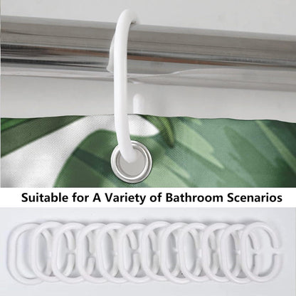 Duschvorhang 180x200 Anti-Schimmel Shower Curtain grüne Blätter Pflanzen